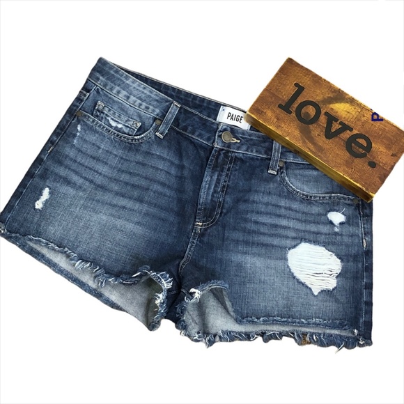 PAIGE Pants - Paige Daryn Hi-Rise Cut Off Denim Jean Shorts Frayed Hem Size 31